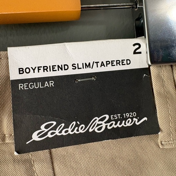 NWT Eddie Bauer, size 2, cargo utility tan pants, boyfriend slim - Picture 5 of 8